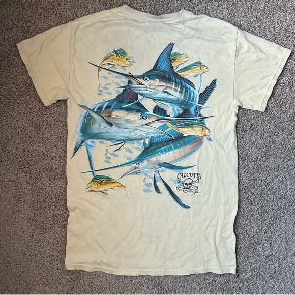 Other - Unisex Tan Calcutta Graphic Tee with Marlin Design Size Small |A170